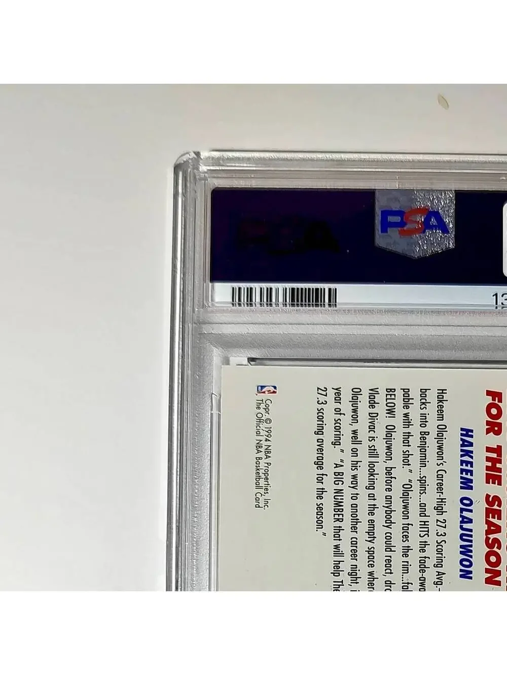 Hakeem Olajuwon 1994 NBA Hoops Big Numbers #BN3 Rainbow PSA 7 NM